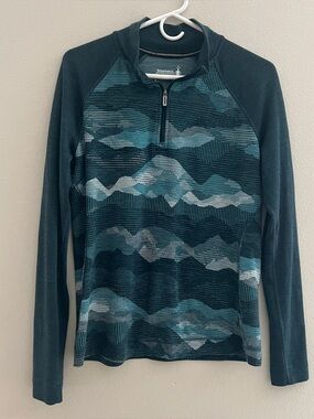 Smartwool Merino 1/4 Zip Base layer Women’s Size XL Green Mountains